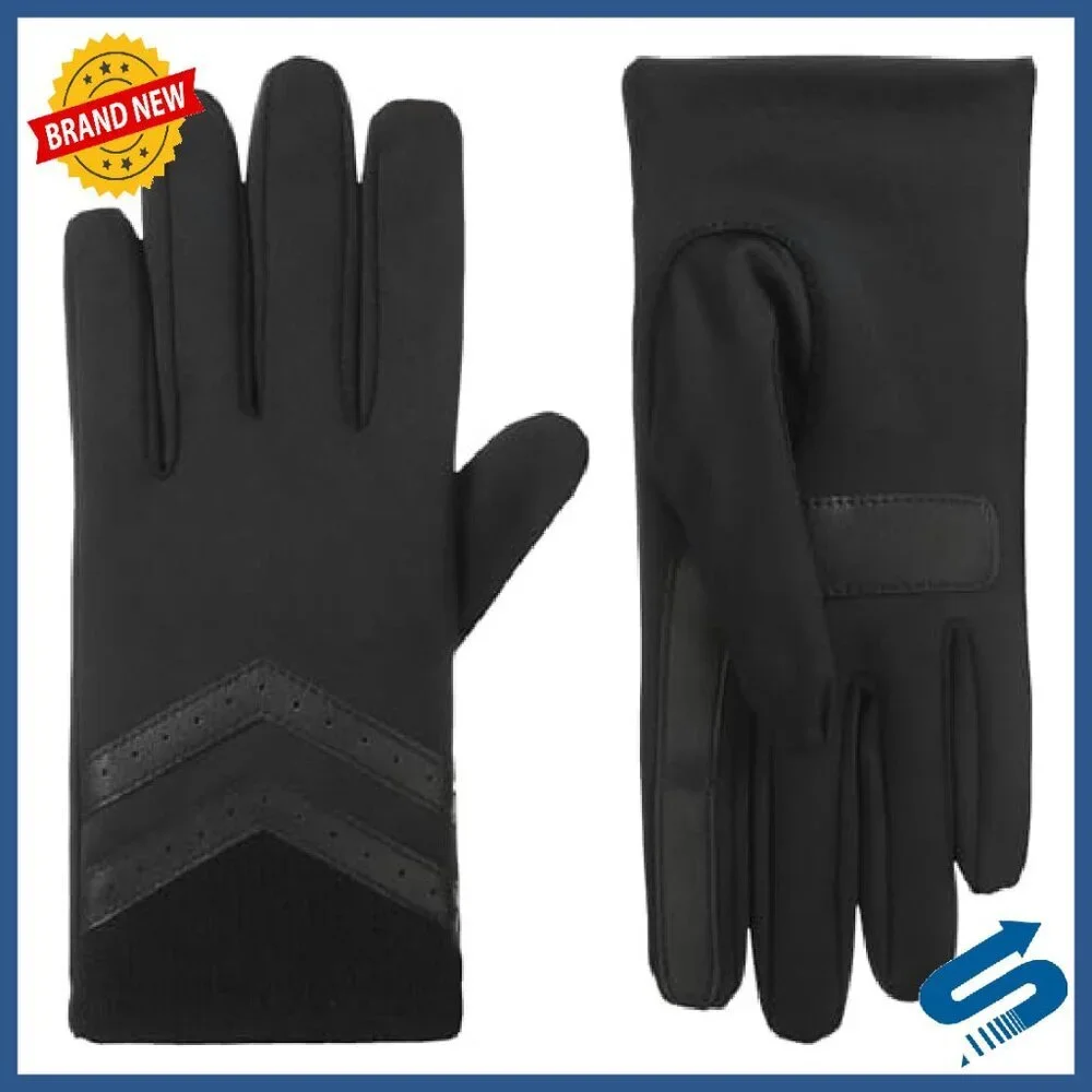 Water Repellent Touchscreen Gloves with Rib Knit Cuff, 4-Way Stretch